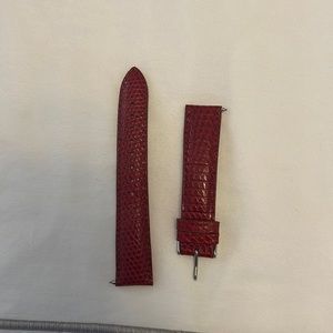 Michele red croc leather watch band
